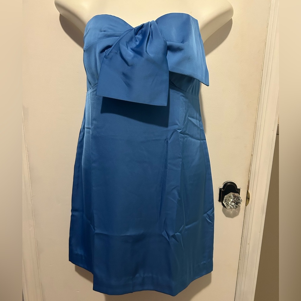 NEW - Lilly Pulitzer Carlynn Strapless Satin Bow Dress - Morelle Blue - Size 14